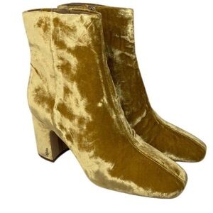 Sam Edelman Booties Size 10  Gold Velvet Women's Fawn 2 Block Heel NEW